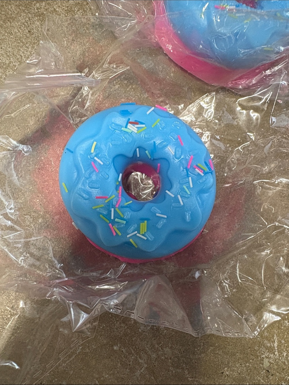 Blue & Pink Donut Toy with Sprinkles-